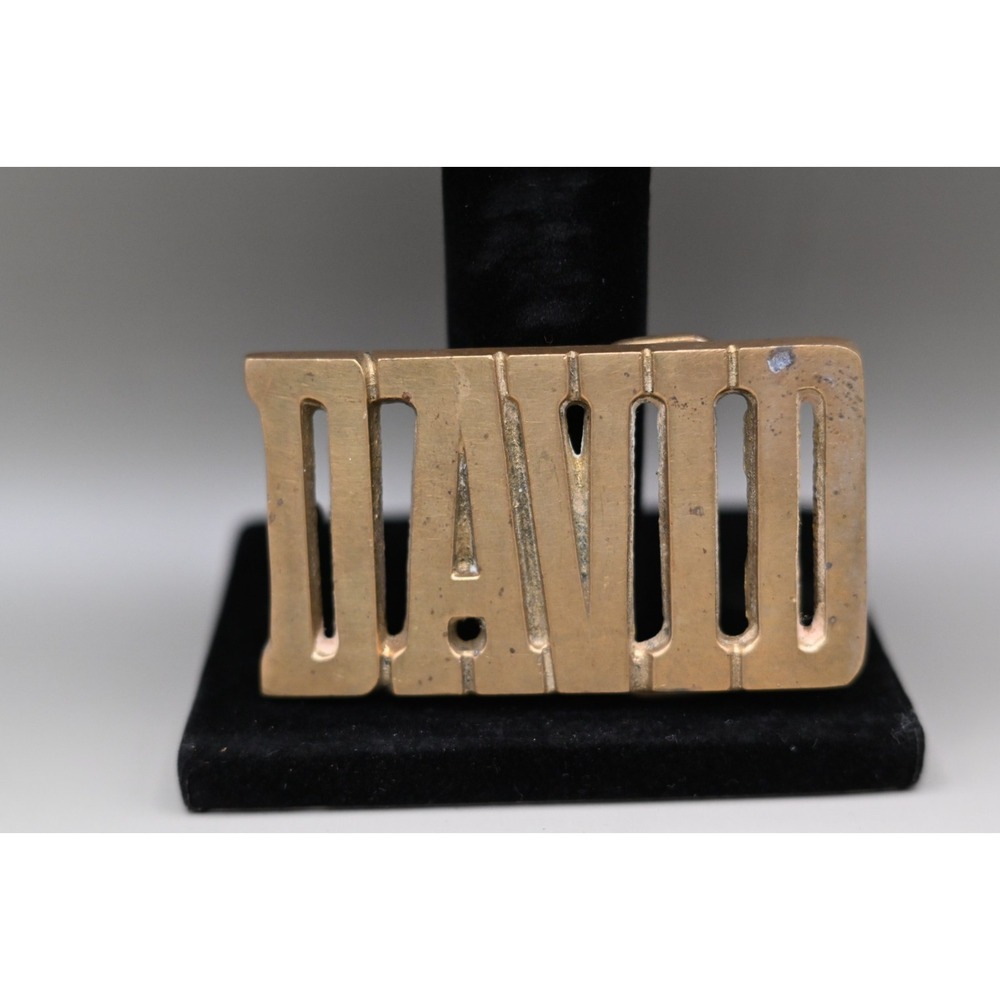 Vintage DAVID Name Belt Buckle Solid Brass 1978 Baron Taiwan Cutout